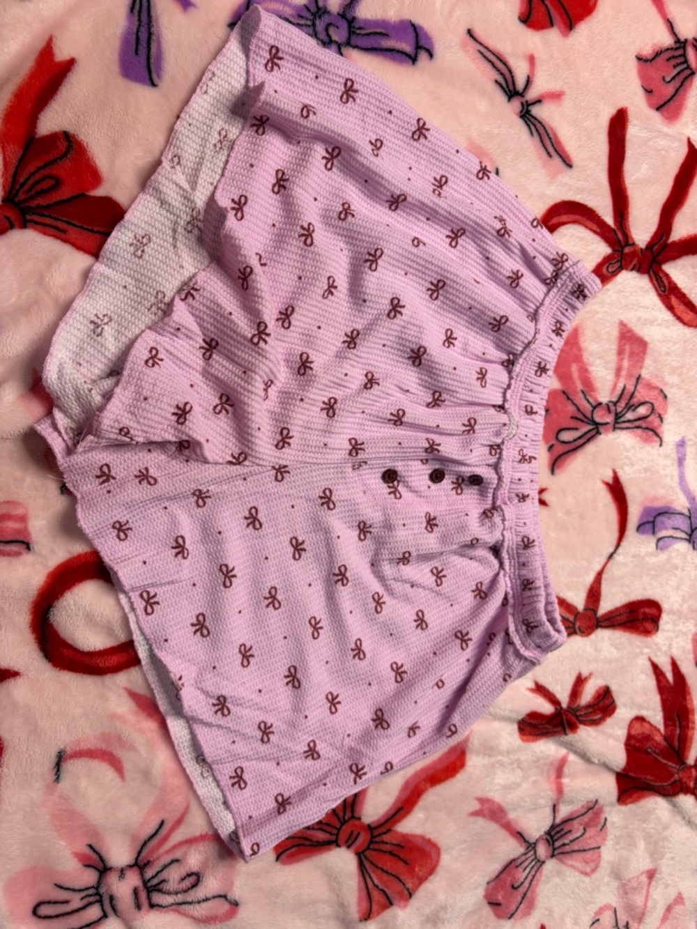 Arizona Jean Company Lilac Sleep Shorts with Brown Bow Detail